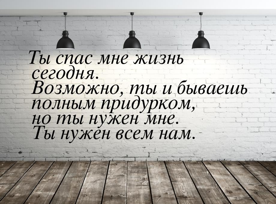 Ты спас мне жизнь сегодня. Возможно, ты и бываешь полным придурком, но ты нужен мне. Ты ну