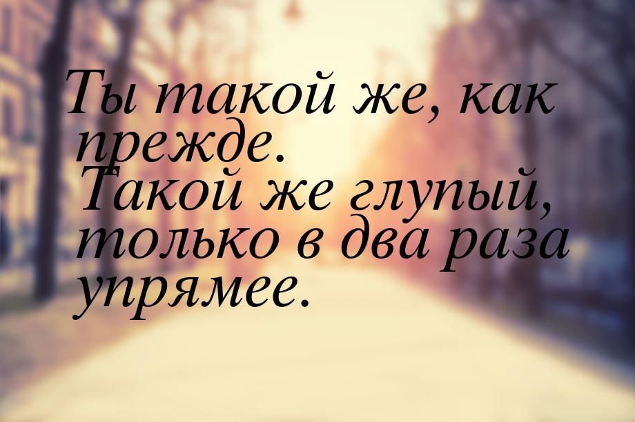 Ты такой же, как прежде. Такой же глупый, только в два раза упрямее.