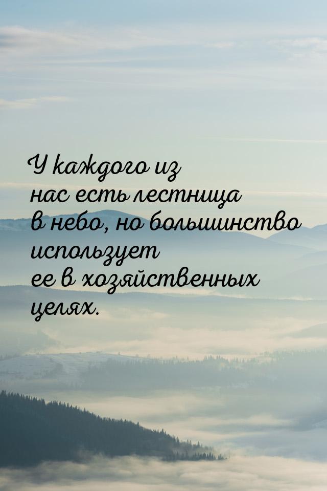 У каждого из нас есть лестница в небо, но большинство использует ее в хозяйственных целях.