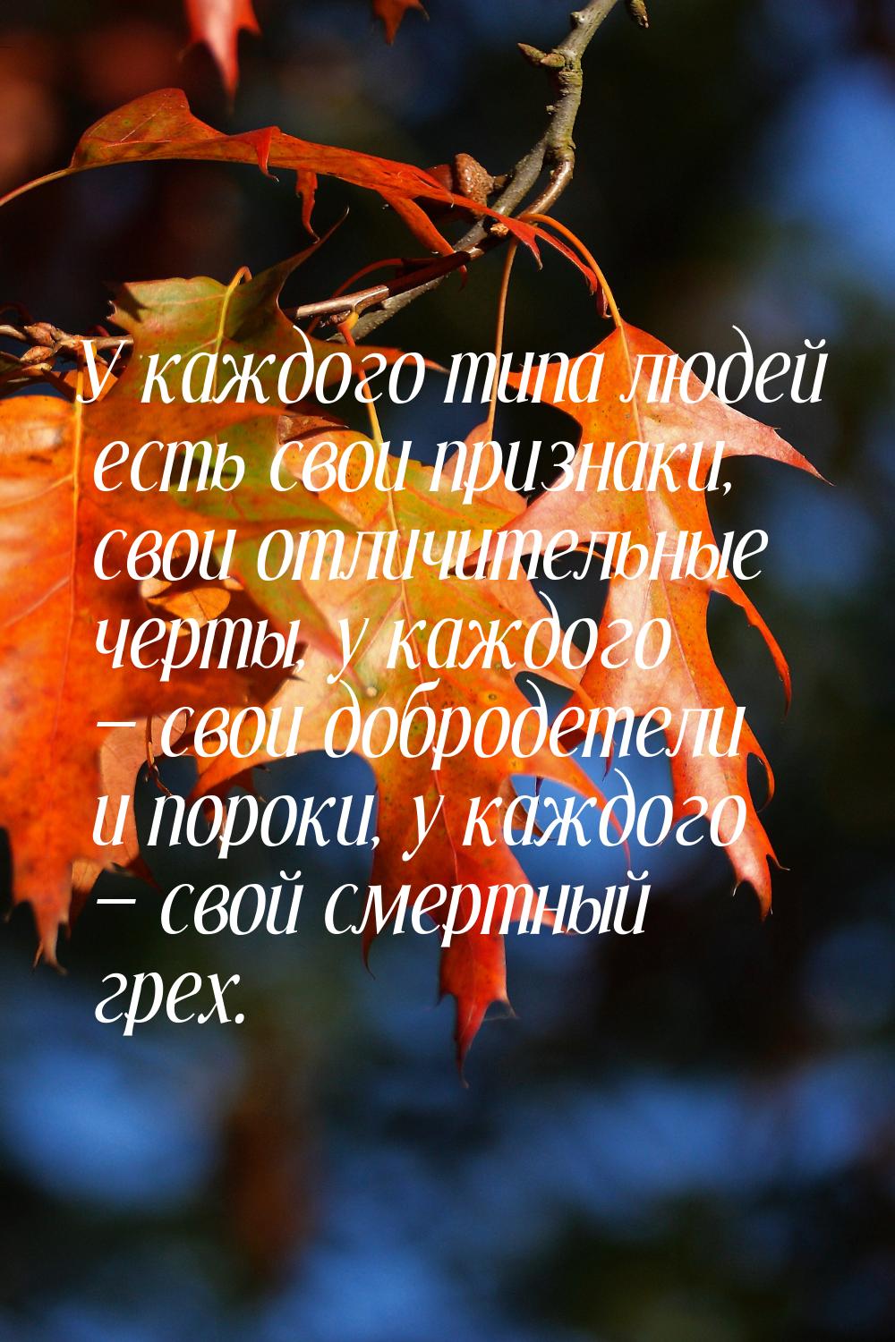 У каждого типа людей есть свои признаки, свои отличительные черты, у каждого — свои доброд