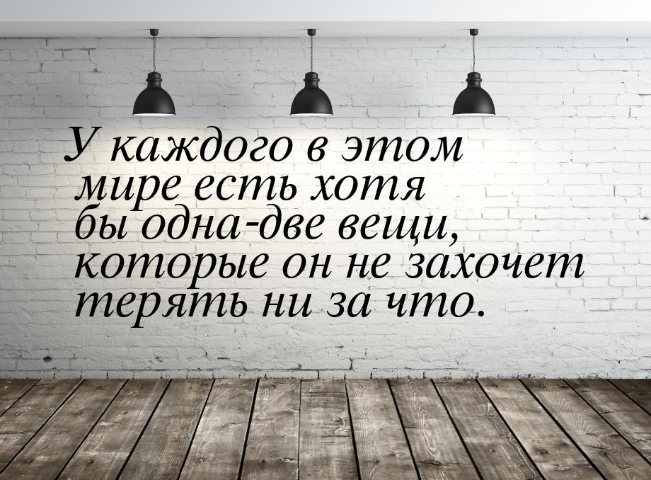 У каждого в этом мире есть хотя бы одна-две вещи, которые он не захочет терять ни за что.