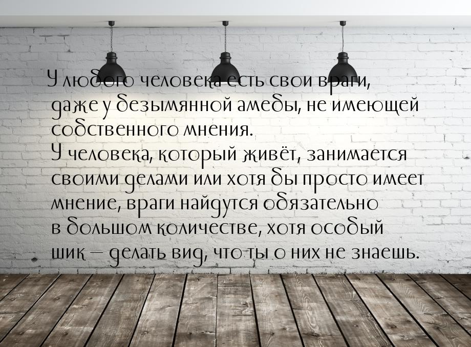 У любого человека есть свои враги, даже у безымянной амебы, не имеющей собственного мнения