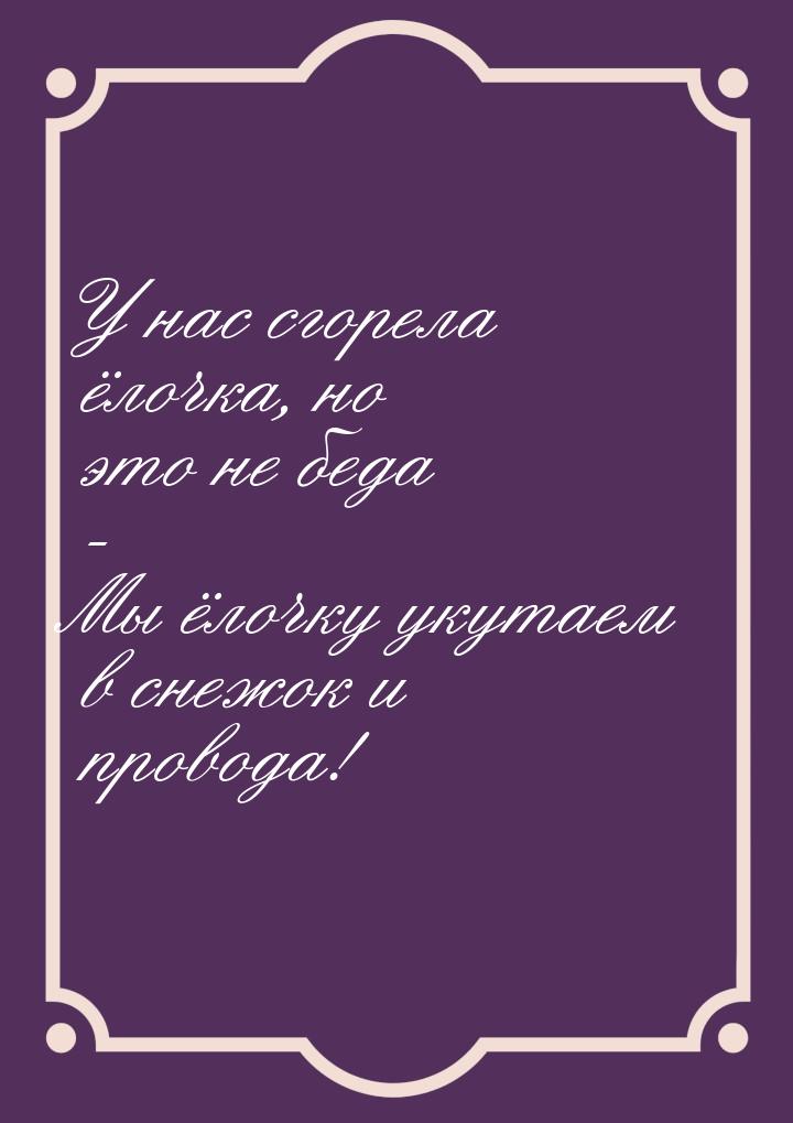 У нас сгорела ёлочка, но это не беда - Мы ёлочку укутаем в снежок и провода!