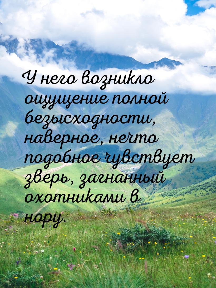 У него возникло ощущение полной безысходности, наверное, нечто подобное чувствует зверь, з