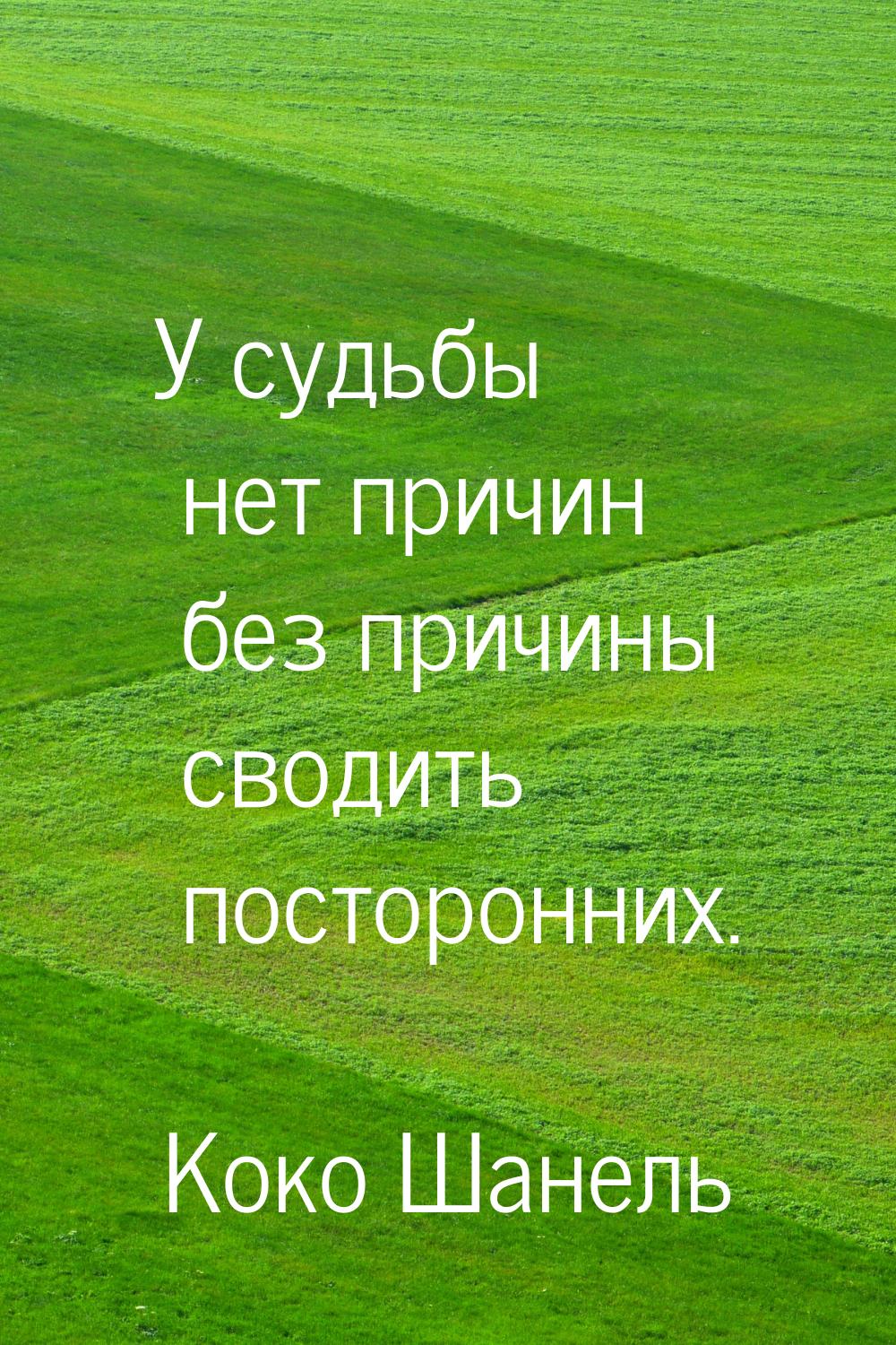 У судьбы нет причин без причины сводить посторонних.