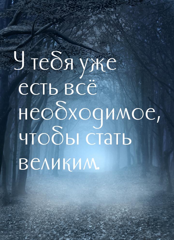 У тебя уже есть всё необходимое, чтобы стать великим.