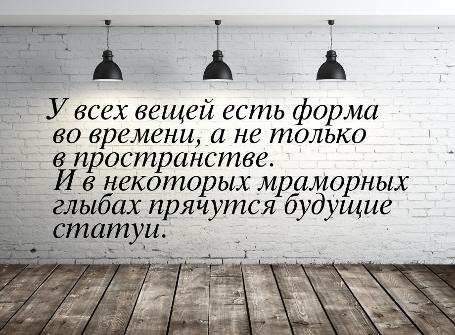 У всех вещей есть форма во времени, а не только в пространстве. И в некоторых мраморных гл