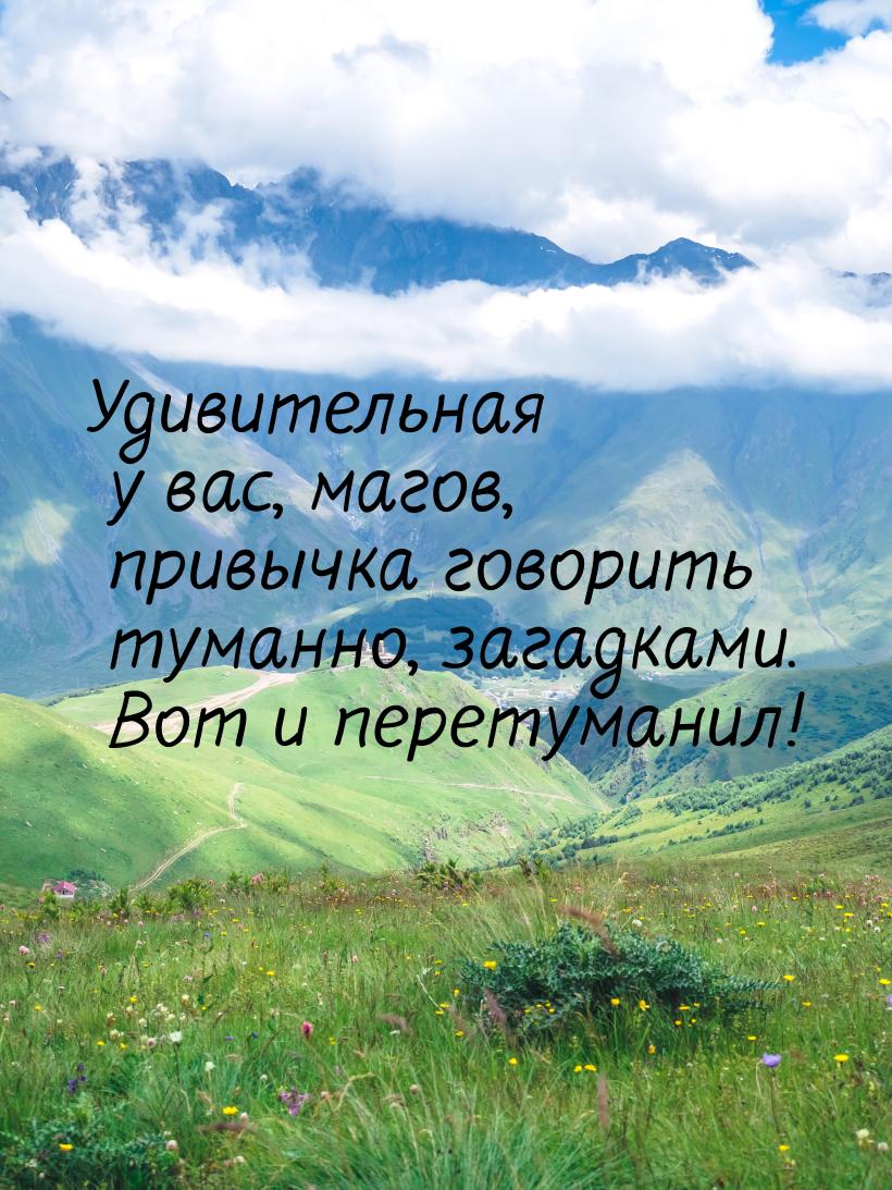 Удивительная у вас, магов, привычка говорить туманно, загадками. Вот и перетуманил!