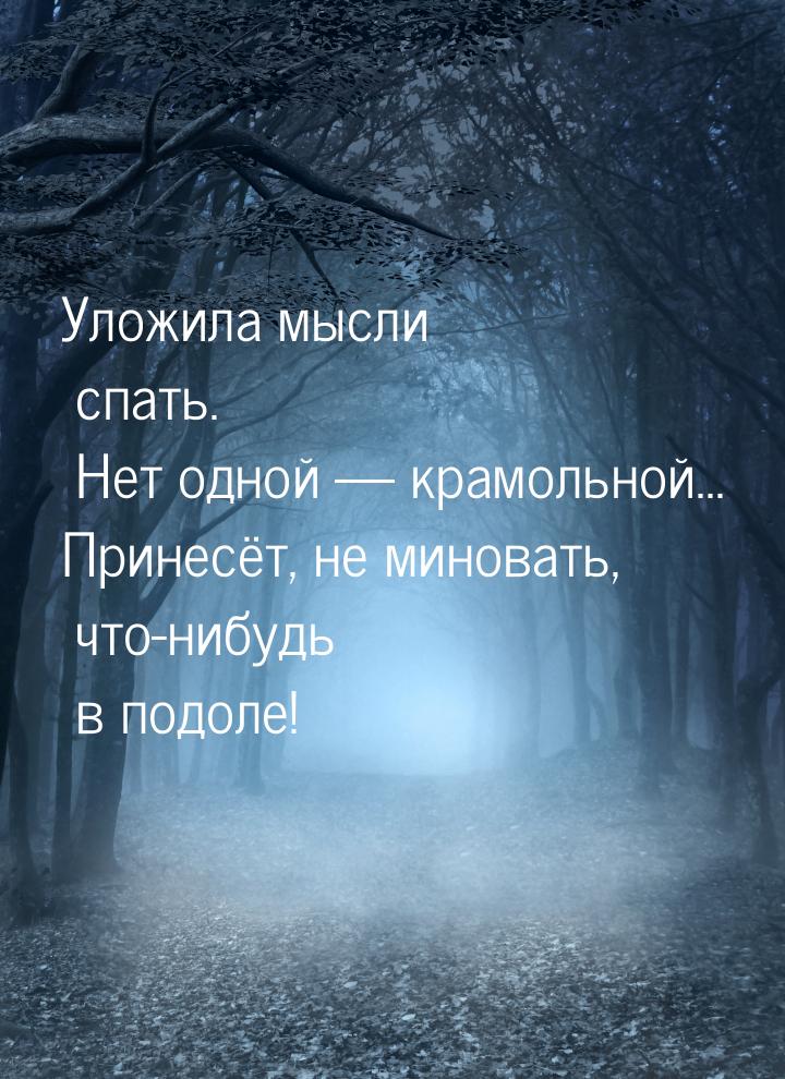 Уложила мысли спать. Нет одной  крамольной... Принесёт, не миновать, что-нибудь в п