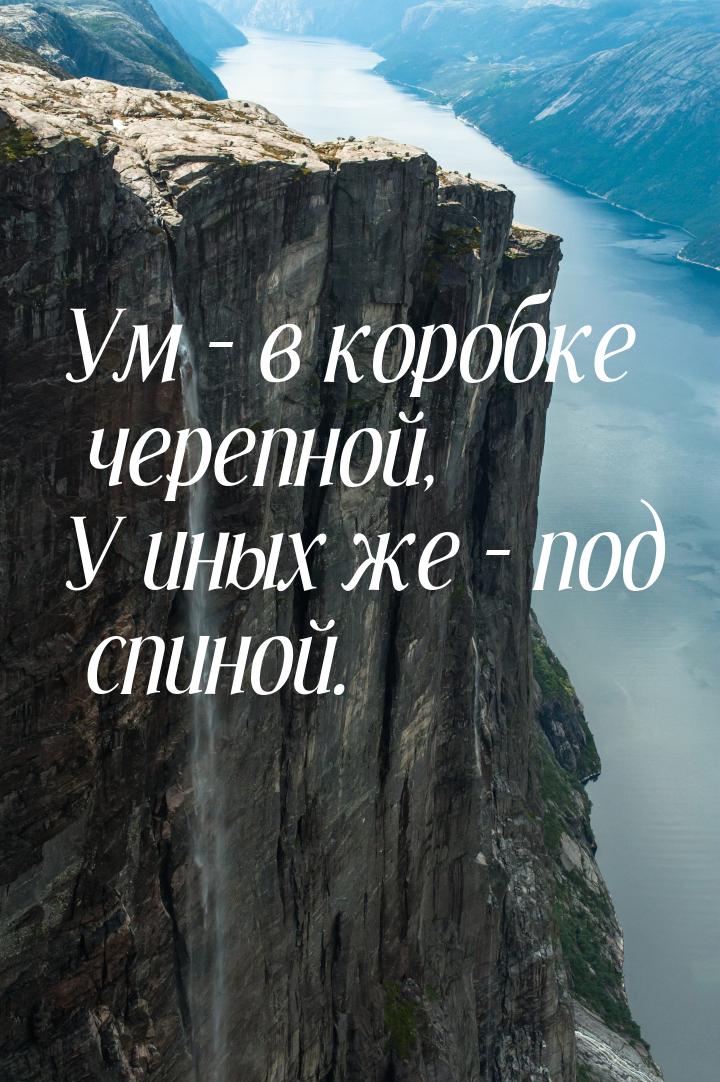 Ум – в коробке черепной, У иных же – под спиной.