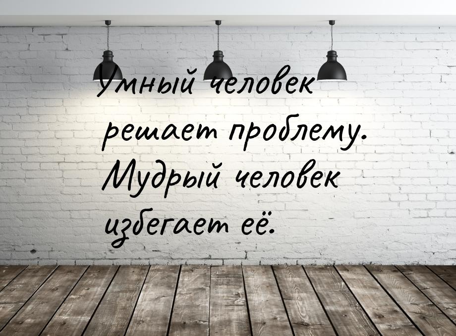 Умный человек решает проблему. Мудрый человек избегает её.