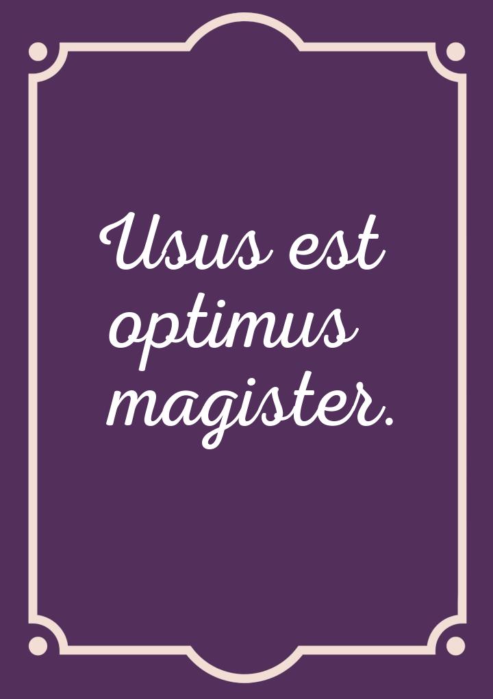 Usus est optimus magister.