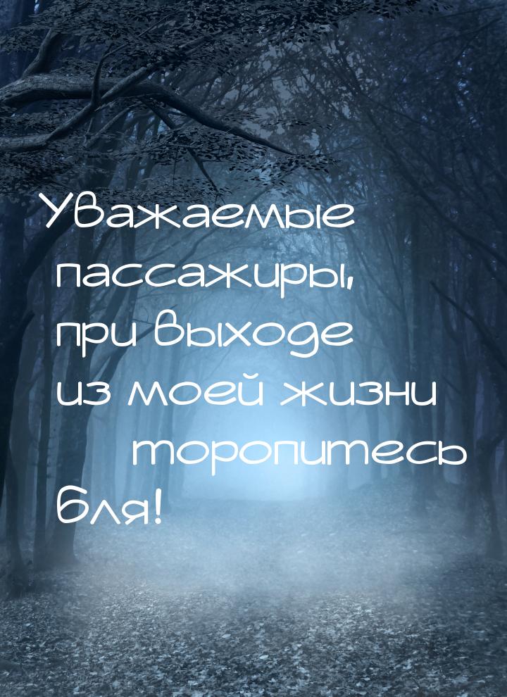 Уважаемые пассажиры, при выходе из моей жизни  торопитесь бля!