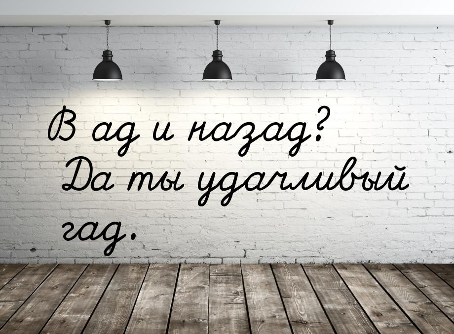 В ад и назад? Да ты удачливый гад.