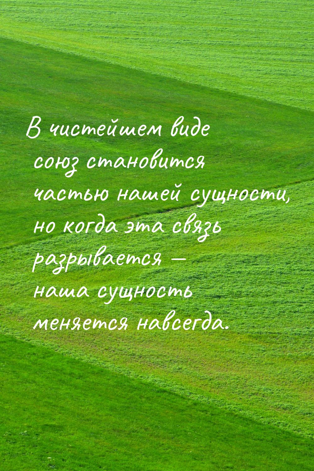 В чистейшем виде союз становится частью нашей сущности, но когда эта связь разрывается &md