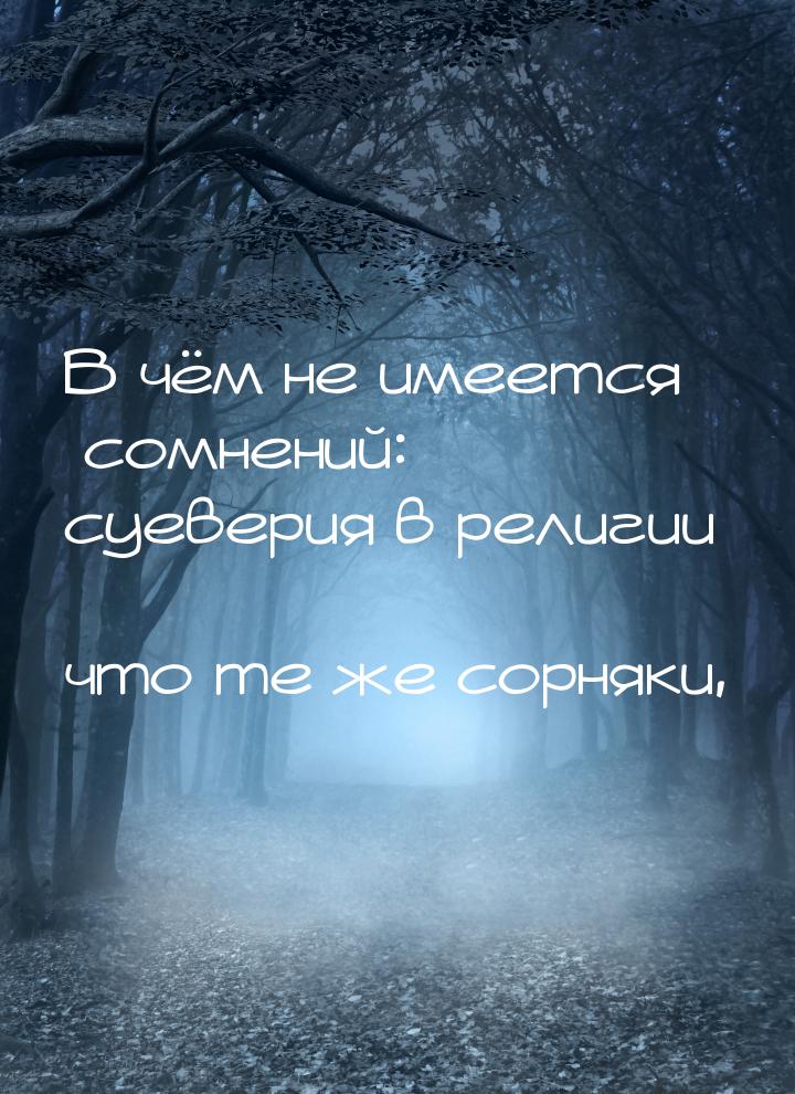 В чём не имеется сомнений: суеверия в религии – что те же сорняки,