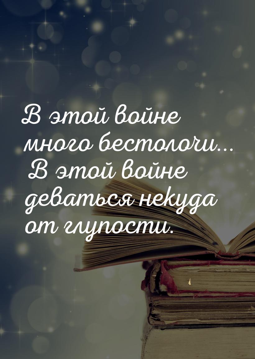 В этой войне много бестолочи... В этой войне деваться некуда от глупости.