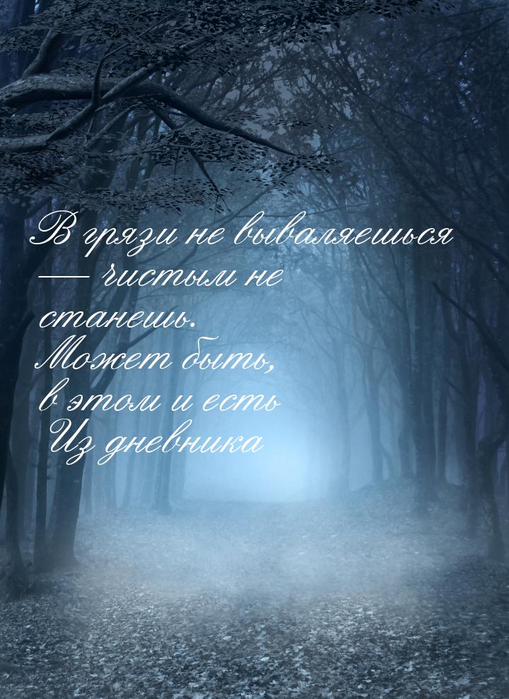 В грязи не вываляешься  чистым не станешь. Может быть, в этом и есть Из дневника