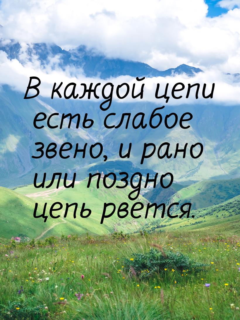 В каждой цепи есть слабое звено, и рано или поздно цепь рвется.