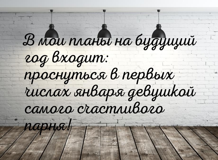 В мои планы на будущий год входит: проснуться в первых числах января девушкой самого счаст