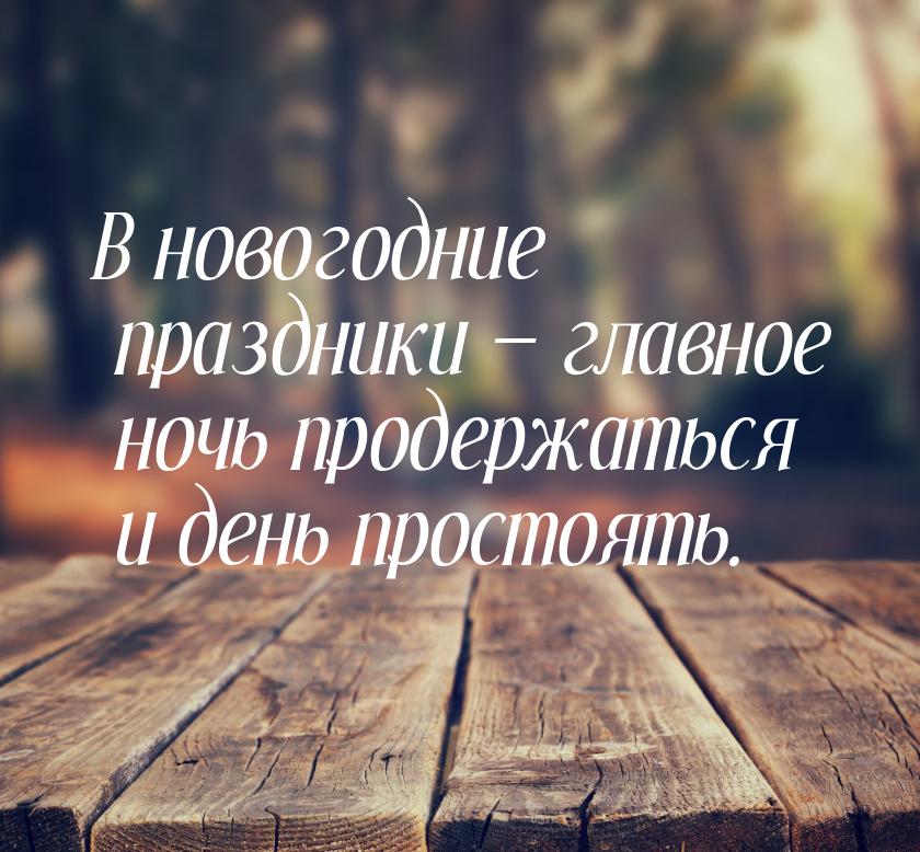 В новогодние праздники — главное ночь продержаться и день простоять.