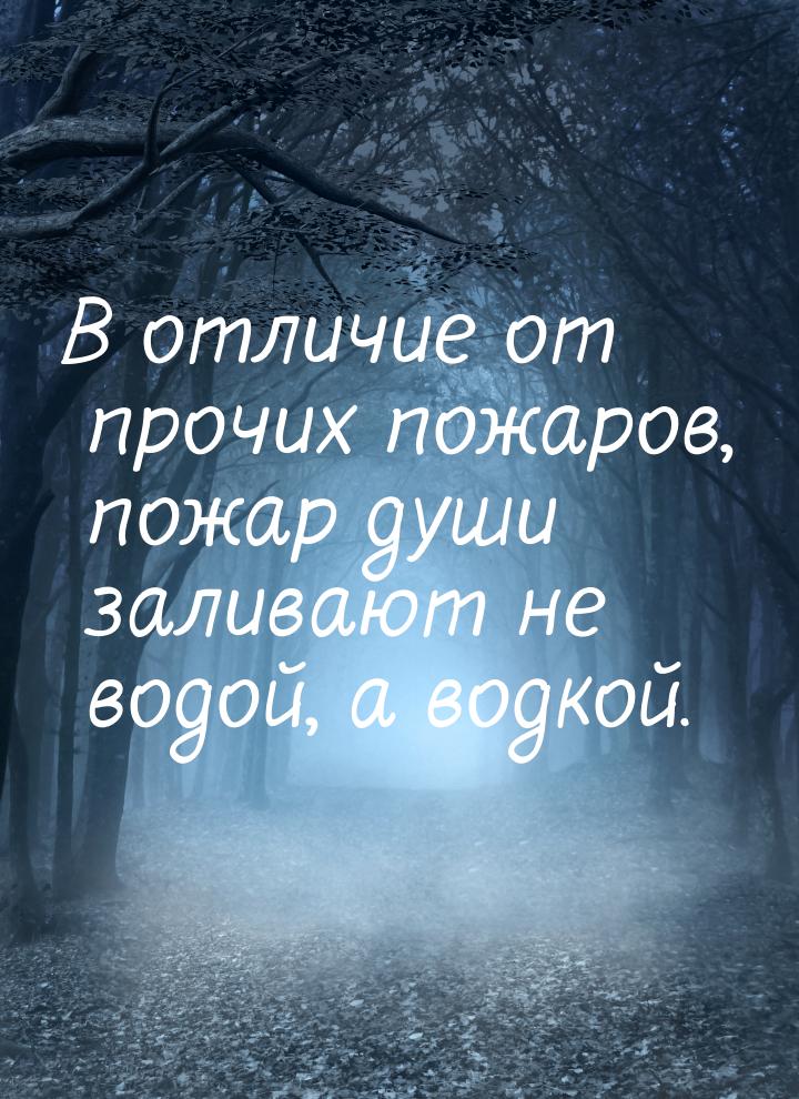 В отличие от прочих пожаров, пожар души заливают не водой, а водкой.