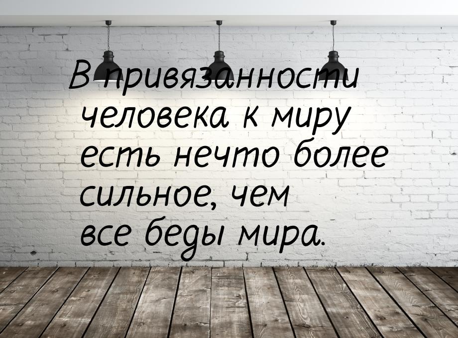 В привязанности человека к миру есть нечто более сильное, чем все беды мира.