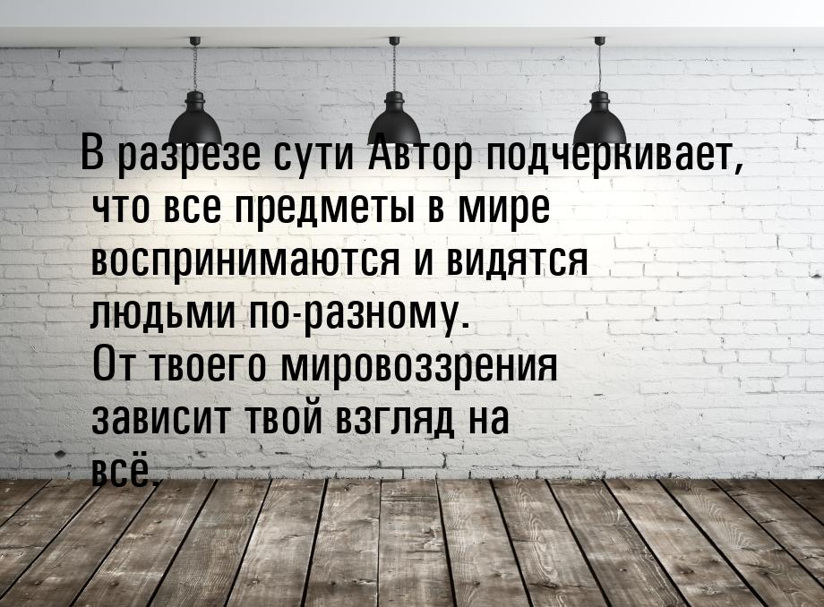 В разрезе сути Автор подчеркивает, что все предметы в мире воспринимаются и видятся людьми