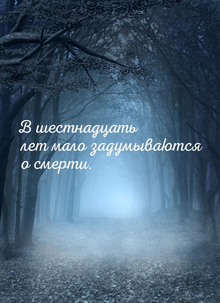 В шестнадцать лет мало задумываются о смерти.