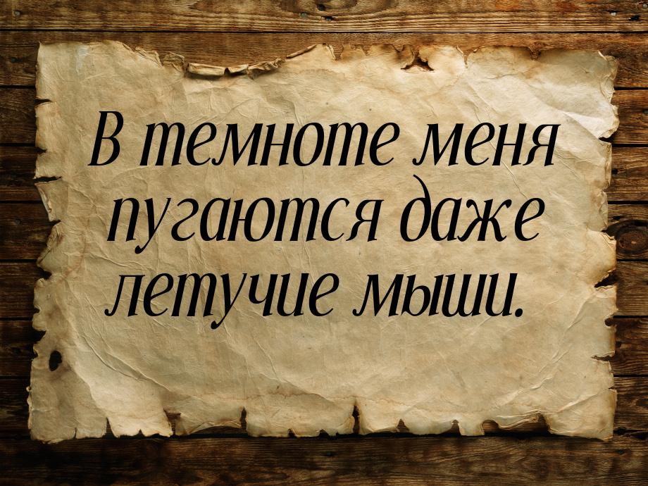 В темноте меня пугаются даже летучие мыши.