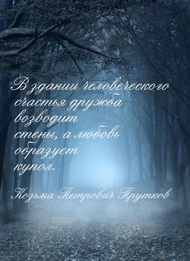 В здании человеческого счастья дружба возводит стены, а любовь образует купол.