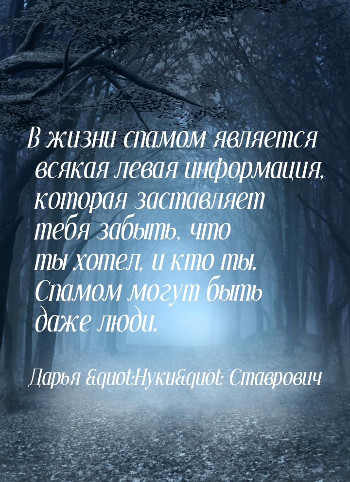 В жизни спамом является всякая левая информация, которая заставляет тебя забыть, что ты хо