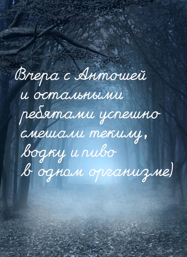 Вчера с Антошей и остальными ребятами успешно смешали текилу, водку и пиво в одном организ