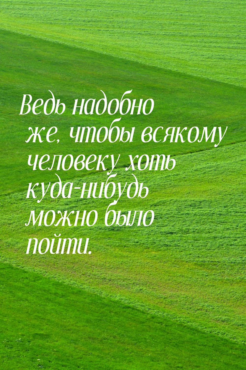 Ведь надобно же, чтобы всякому человеку хоть куда-нибудь можно было пойти.