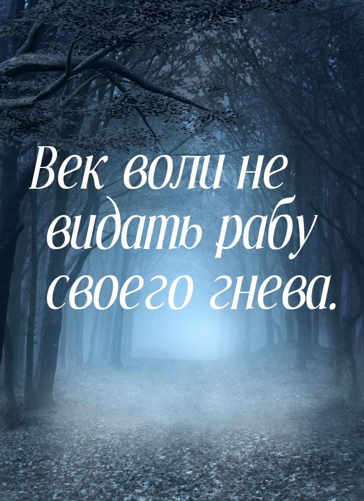 Век воли не видать рабу своего гнева.