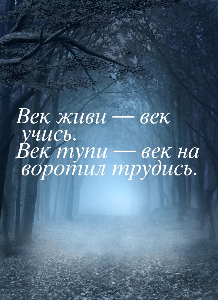 Век живи  век учись. Век тупи  век на воротил трудись.