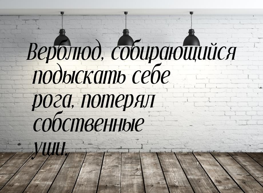 Верблюд, собирающийся подыскать себе рога, потерял собственные уши.