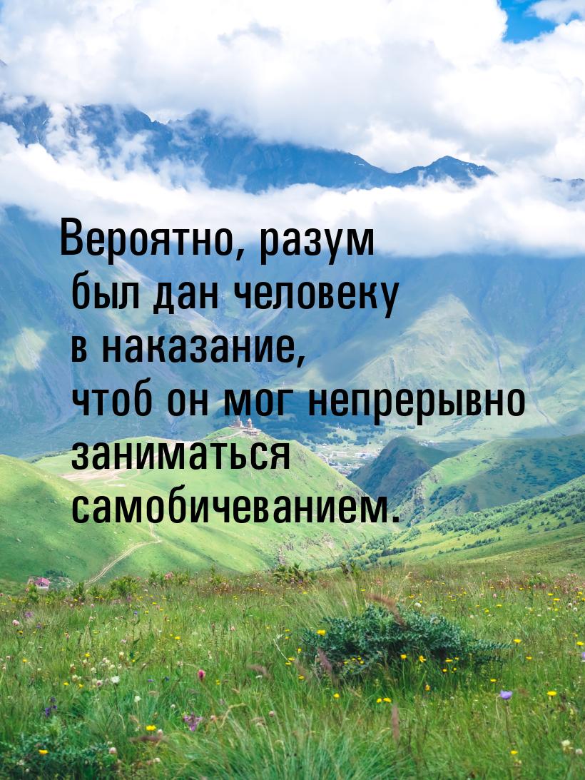 Вероятно, разум был дан человеку в наказание, чтоб он мог непрерывно заниматься самобичева