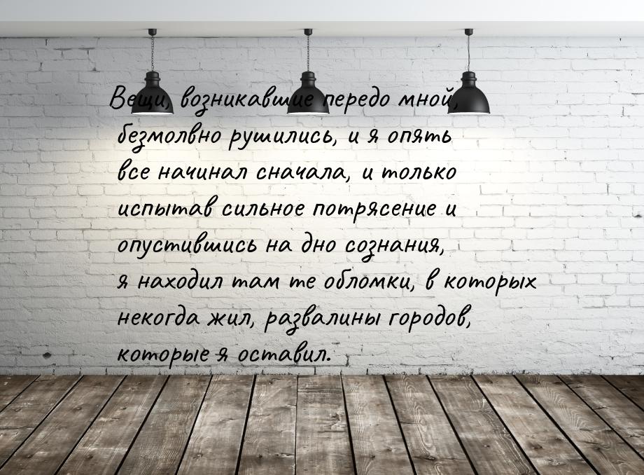 Вещи, возникавшие передо мной, безмолвно рушились, и я опять все начинал сначала, и только