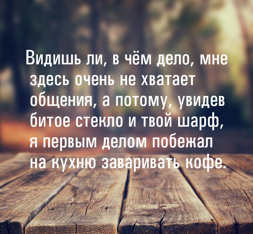 Видишь ли, в чём дело, мне здесь очень не хватает общения, а потому, увидев битое стекло и