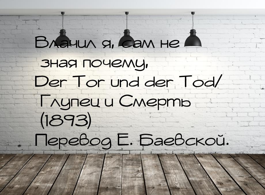 Влачил я, сам не зная почему, Der Tor und der Tod/ Глупец и Смерть (1893) Перевод Е. Баевс