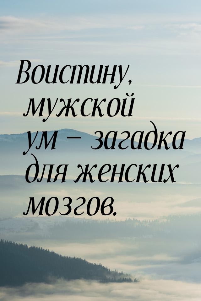 Воистину, мужской ум  загадка для женских мозгов.