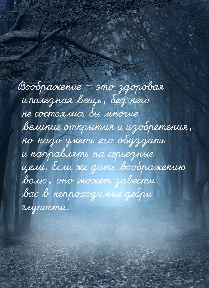 Воображение  это здоровая и полезная вещь, без него не состоялись бы многие великие