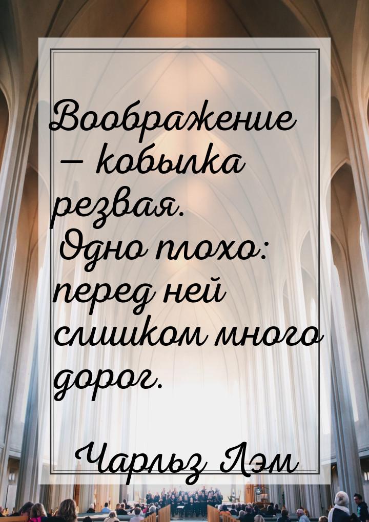 Воображение  кобылка резвая. Одно плохо: перед ней слишком много дорог.