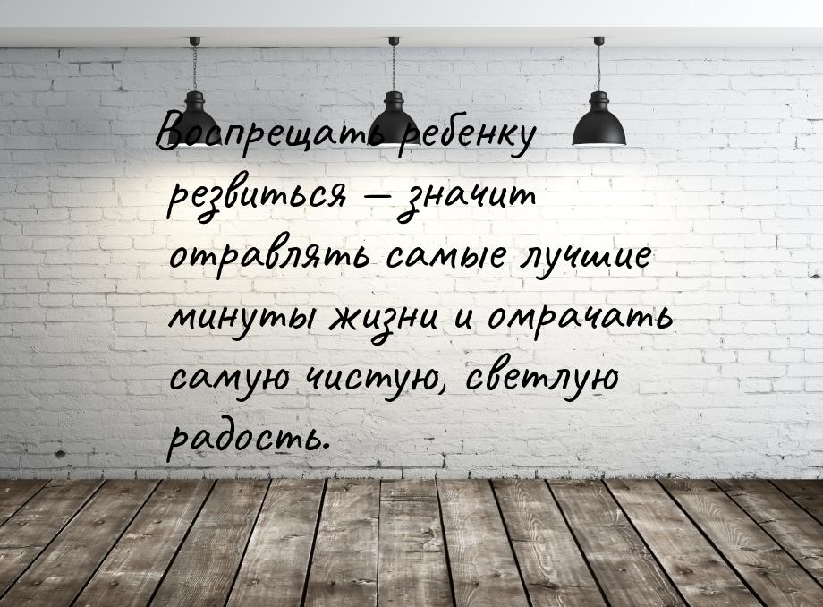 Воспрещать ребенку резвиться  значит отравлять самые лучшие минуты жизни и омрачать