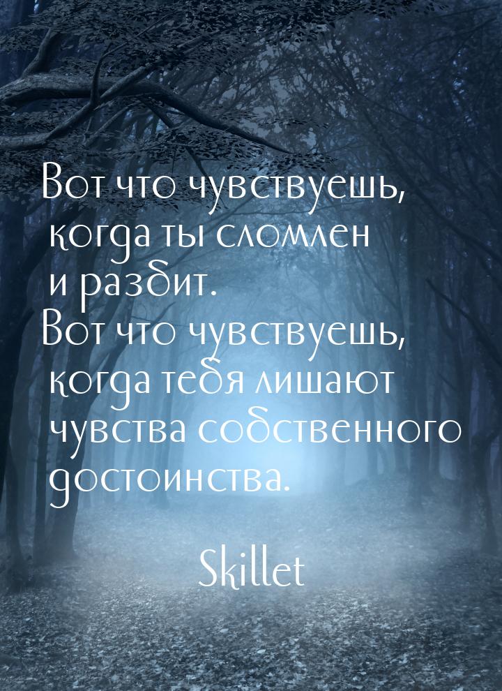 Вот что чувствуешь, когда ты сломлен и разбит. Вот что чувствуешь, когда тебя лишают чувст