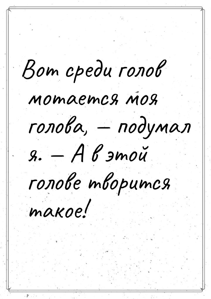 Вот среди голов мотается моя голова, — подумал я. — А в этой голове творится такое!