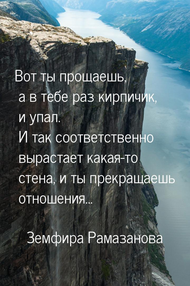 Вот ты прощаешь, а в тебе раз кирпичик, и упал. И так соответственно вырастает какая-то ст