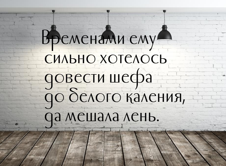 Временами ему сильно хотелось довести шефа до белого каления, да мешала лень.