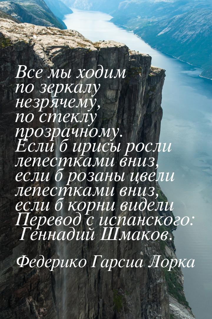 Все мы ходим по зеркалу незрячему, по стеклу прозрачному. Если б ирисы росли лепестками вн